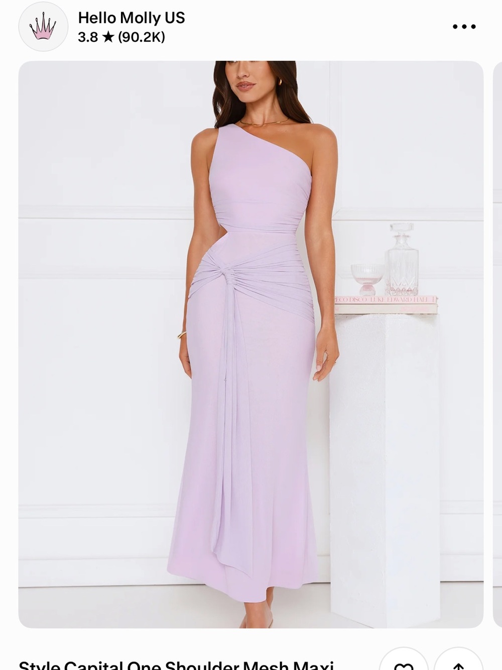 Hello Molly Lilac One-Shoulder Knotted Maxi Dress